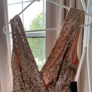 Lulu’s Rose Gold Sequin Maxi Dress
